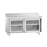 PREMIUM arbejdsskab i rustfrit stål - 1400x700mm - med glasskydedør og opsats