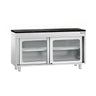 PREMIUM-arbejdsskab i rustfrit stål – 1400 x 600 mm – med skydedør i glas – inkl. bordplade i granit