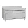 Arbejdsskab i rustfrit stål ECO – 1600 x 700 mm – med 3 skuffer og opkant