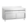 PREMIUM-arbejdsskab i rustfrit stål – 1600 x 700 mm – med 3 skuffer og opkant
