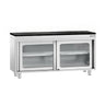 PREMIUM-arbejdsskab i rustfrit stål – 1600 x 700 mm – med skydedør i glas – inkl. bordplade i granit