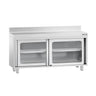 PREMIUM-arbejdsskab i rustfrit stål - 1600x700 mm - med glasskydedør og stander