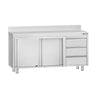 Arbejds­skab i rustfrit stål ECO - 1600x600 mm - med 3 skuffer højre & bagkant
