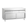 PREMIUM-arbejdsskab i rustfrit stål – 1600 x 700 mm – med 3 skuffer