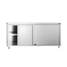 Arbejds­skab i rustfrit stål PREMIUM - 1800x800 mm - med 2 skydedøre