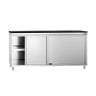 PREMIUM-arbejdsskab i rustfrit stål – 1800 x 800 mm – med skydedør – inkl. bordplade i granit