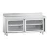 PREMIUM-arbejdsskab i rustfrit stål - 1800x700 mm - med glasskydedør og stander