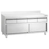 PREMIUM-arbejdsskab i rustfrit stål – 2000 x 700 mm – med 4 skuffer og opkant