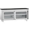 PREMIUM-arbejdsskab i rustfrit stål – 2000 x 700 mm – med skydedør i glas – inkl. bordplade i granit
