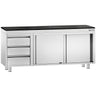PREMIUM-arbejdsskab i rustfrit stål – 2000 x 700 mm – med 3 skuffer i venstre side – inkl. bordplade i granit