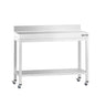 Arbejdsbord i rustfrit stål PREMIUM - 1000x600 mm - med underhylde & bagkant