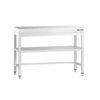 Rustfrit Stålbord PREMIUM 1,0 m - med underhylde, bagkant & afstivning