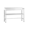 Arbejdsbord i rustfrit stål PREMIUM - 1000x800 mm - med underhylde & afstivning