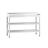 Arbejdsbord i rustfrit stål PREMIUM - 1000x800 mm - med underhylde & mellemhylde