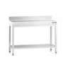 Arbejdsbord i rustfrit stål PREMIUM - 1000x600 mm - med underhylde & bagkant
