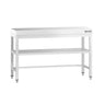 Arbejdsbord i rustfrit stål PREMIUM - 1200x800 mm - med underhylde & afstivning