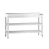 Arbejdsbord i rustfrit stål PREMIUM - 1200x800 mm - med underhylde & mellemhylde