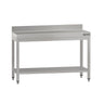 Arbejdsbord i rustfrit stål ECO - 1200x600 mm - med underhylde & bagkant
