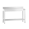 Arbejdsbord i rustfrit stål PREMIUM - 1200x800 mm - med underhylde & bagkant