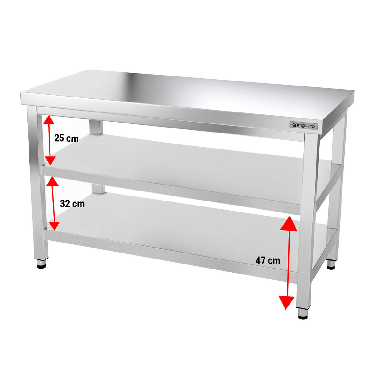 Rustfrit stål arbejdsbord PREMIUM - 1,2 m - med underhylde