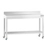 Arbejdsbord i rustfrit stål PREMIUM - 1400x600 mm - med underhylde & bagkant