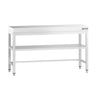 Arbejdsbord i rustfrit stål PREMIUM - 1400x700 mm - med underhylde & afstivning