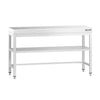 Rustfrit Stålbord PREMIUM 1,4 m - med underhylde & afstivning