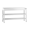 Arbejdsbord i rustfrit stål PREMIUM - 1400x700 mm - med underhylde & mellemhylde