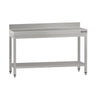 Arbejdsbord i rustfrit stål ECO - 1400x600 mm - med underhylde & bagkant