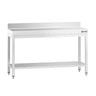 Rustfrit Stålbord PREMIUM 1,4 m - med underhylde og bagkant