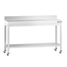 Arbejdsbord i rustfrit stål PREMIUM - 1500x600 mm - med underhylde & bagkant