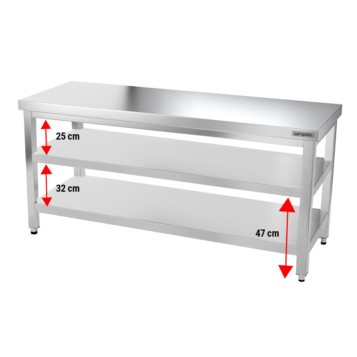 Rustfrit stål arbejdsbord PREMIUM - 1,5 m - med underhylde