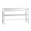 Rustfrit Stålbord PREMIUM - 1,5 m - med underhylde & afstivning