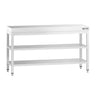 Arbejdsbord i rustfrit stål PREMIUM - 1500x800 mm - med underhylde & mellemhylde