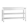Rustfrit Stålbord PREMIUM - 1,5 m - med underhylde & mellemhylde