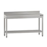Arbejdsbord i rustfrit stål ECO - 1500x700 mm - med underhylde & bagkant