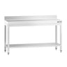 Arbejdsbord i rustfrit stål PREMIUM - 1500x800 mm - med underhylde & bagkant