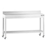 Arbejdsbord i rustfrit stål PREMIUM - 1600x800 mm - med underhylde & bagkant