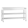 Arbejdsbord i rustfrit stål PREMIUM - 1600x600 mm - med underhylde & mellemhylde