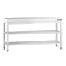 Rustfrit Stålbord PREMIUM - 1,6 m - med underhylde & mellemhylde