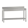 Arbejdsbord i rustfrit stål ECO - 1600x600 mm - med underhylde & bagkant