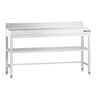 Rustfrit Stålbord PREMIUM - 1,6 m - med hylde underhylde, bagkant & afstivning