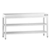 Arbejdsbord i rustfrit stål PREMIUM - 1800x800 mm - med underhylde & mellemhylde