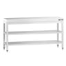 Arbejdsbord i rustfrit stål PREMIUM - 1800x700 mm - med underhylde & mellemhylde