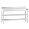 Rustfrit Stålbord PREMIUM - 1,8 m - med underhylde, mellemhylde & bagkant