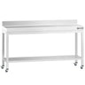 Arbejdsbord i rustfrit stål PREMIUM - 2000x700 mm - med underhylde & bagkant