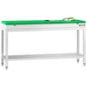 Arbejdsbord i rustfrit stål PREMIUM - 2000x600 mm - med underhylde - inkl. skærebræt Grøn