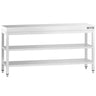 Arbejdsbord i rustfrit stål PREMIUM - 2000x700 mm - med underhylde & mellemhylde