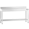 Rustfrit Stålbord PREMIUM - 2,0 m - med underhylde & bagkant