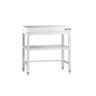 Arbejdsbord i rustfrit stål PREMIUM - 600x700 mm - med underhylde & afstivning